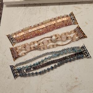 Elegant Multi-Strand Beaded Applewatch Stretch Bracelet Set